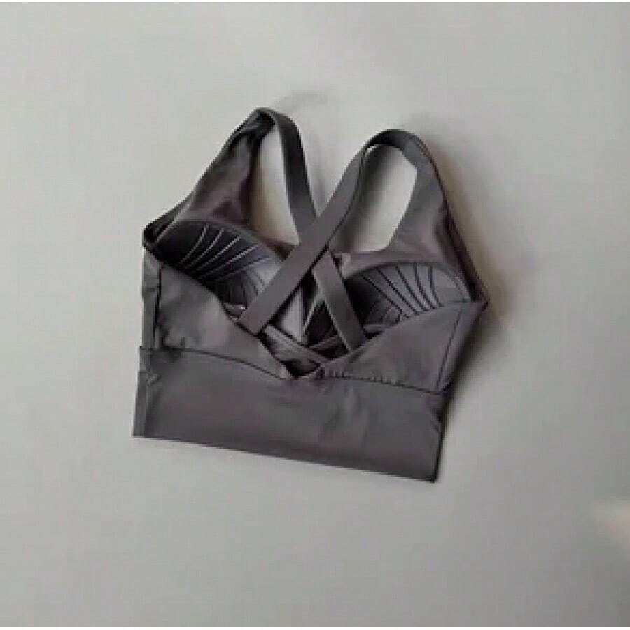 All-In-One Sports Bra Collection, Professional High-Intensity Shockproof Chest Support, Running Bra, Yoga, Fitness, Summer Fabric - Grey - View 1