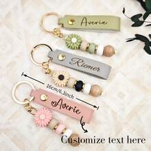 1 Stück cremefarbener Silikon-Blumen-Perlen-Schlüsselanhänger, personalisierter Paar-Anhänger mit Namen und Blumen-Anhänger - sanfte Farbe und goldene Perlen, Karabinerverschluss, elegantes Geschenk für Frauen, Lehrer, Geburtstag, Weihnachten, Hochzeit, Valentinstag, Jahrestag - langanhaltend Kunstperlen-Schlüsselanhänger, zufällige Farbe - Verschiedenfarbig - Übersicht 5