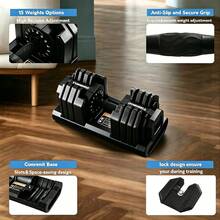 AYAYM Adjustable Dumbbells Set Singel, Pair, Muscle Building, Strength Training, Adjustable Weights For Home Gym, Space Saving 15 In 1, Locking Mechanism 25KG - Black - View 6