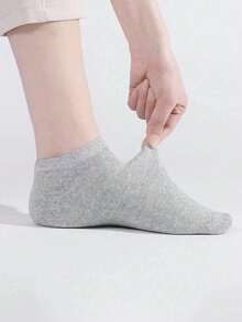 1 Pair/5 Pairs/15 Pairs/30 Pairs Women's Men's Solid Color Boat Socks, Soft Elastic Breathable Low-Cut Invisible Ankle Socks, Simple Black White Gray Basic Style Anti-Slip Casual Socks, Suitable For Sports Shoes - Multicolor - View 4