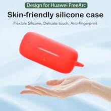 USTIYA Protective Silicone Cover Case For FreeArc Headphones, Shockproof Case With Carabiner Keychain, Red - Rojo - View 7