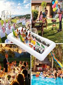 5pcs/1pc Inflatable Floating Beverage Cooler Bar, Large Capacity PVC Floating Ice Bucket, Suitable For Pool Beach Party, Waterproof Portable Drink Holder Service Tray, Easy Inflate Deflate Design, Essential For Summer Outdoor Activities Beach Pool Camping Party - Multicolor - View 4