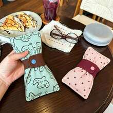 Bowknot Eyeglass Storage Bag, Snap Button Portable Eyeglass Pouch, Anti-Pressure Travel Fashion Glasses Storage Bag - Multicolor - View 9