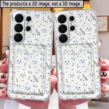 Funda de teléfono con patrón floral de mariposas azules creativas, airbag anti-caída, portacartas transparente integrado, compatible con Samsung Galaxy S25 S24 S23 S22 Ultra/A12 A13 A14 A15 A16 A34 A35 A36 A53 A54 A55 A56 A04 A05 A06 A07/Note 10 20/ 10C 12C 13C 14C/Honor X7B X7C X8 X8C X9 X9A X9B X9C/ C67 C65 C55 C53 C35 C33 C31 C30 C25 C21Y C21 C11 - transparente - Ver 2