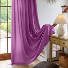 Plain Velvet Curtain With 8 Buttons (1 Piece), Soft And High Quality Fabric, Enhances The Style Of Your Home, Perfect To Complement Any Modern Decor Style. - Hot Pink - View 5