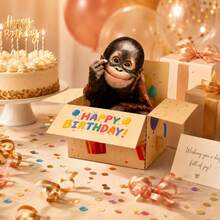 4pcs/2pcs Funny Happy Birthday Pop-Up Card Gift Box - Decorative Box With Humorous Gorilla, Writing Space On The Back Of The Gift Box, Funny Birthday Greeting Card, Perfect Birthday Gift For Family And Friends - View 1