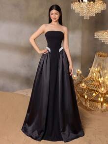 ALISA&LEO Teen Girl Beaded Strapless Evening Gown, Suitable For Prom, Banquet, Dinner Party And Debut Ball And Other Formal Occasions - Black - View 4