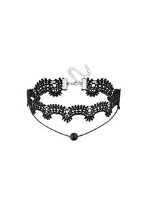 Bộ 7 vòng cổ choker ren vintage phong cách Gothic cho nữ, dây chuyền đeo cổ xương quai xanh thời trang - Nhiều màu - Xem 2