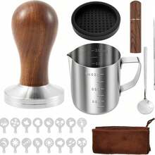 Coffee Tamper And Distribution Needle Set, 304 Stainless Steel Tamper - Black - View 7