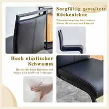 Juego de 2 taburetes de bar de estilo nórdico / Juego de 2 taburetes de bar de PU / Diseño único y construcción estable / Capacidad de carga de 120 kg / Adecuado para comedor, cocina y patio - Negro - Ver 7