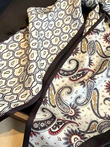 1pc Women's Paisley Satin Waist Belt, Vintage Geometric Print Thin Waist Scarf, Fashion Decorative Ribbon Accessory, Suitable For Jeans, Trousers, Dresses - Multicolor - View 4