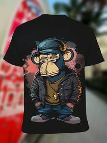 [Pierson Selection]Camiseta para Adultos con Estampado Digital 3D, Nueva Camiseta de Verano para Hombre - negro azabache - Ver 4
