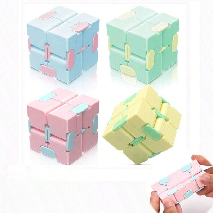 1pc Infinite Cube Stress Reliever, Macaron Pocket Cube, Mini Flipping Cube, First Day Of School - Multicolor - View 1