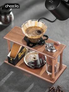 choxila 1pc/7pcs Coffee Storage Set, Including:600ml Coffee Pot, Glass Filter Cup, Glass Sharing Pot,100 Coffee Filter Paper, Hand Bean Grinder, Glass Bean Can,Multi-Functional Stand, Perfect Gift For Coffee Lovers, Ideal For Home Baristas, Office - Storage Rack Set - View 5