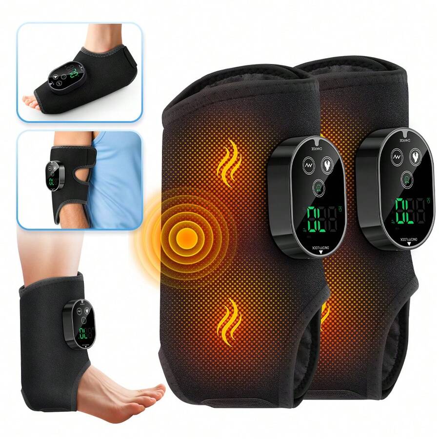 Hailicare 2合1足部與腳踝加熱按摩器，3種模式、3段震動、6段加熱，3000mAh長效電池，易於穿戴，適合多人使用，聖誕節/生日/節日送給親友的禮物