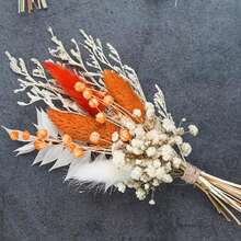 1/6 piezas Ramo de flores artificiales mini para boda, decoración de boda bohemia, boutonniere para hombres, centros de mesa, hierba de pampa para cumpleaños, pastel, fiesta, decoraciones navideñas - Y05 - Ver 9
