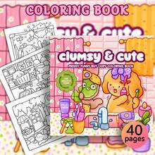 1本《Clumsy Cute Messy》趣味溫馨塗色書，幻想可愛動物浴室日常生活卡通插畫，柔和極簡線條畫頁，適合青少年與成人，正念塗色放鬆藝術練習書，舒適休閒愛好禮物 - 多色1 - 查看 3