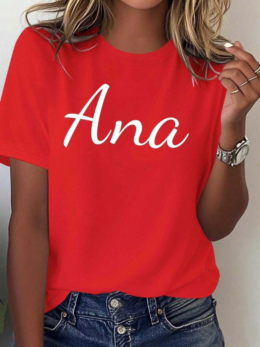 Soft Cotton Summer T-Shirt, 100% Cotton Casual Printed Tee, Ana's Birthday T-Shirt, Made Of Soft And Pure Cotton For Women - Vintage Urban Style, Unisex, Loose Fit, Short Sleeve And Cut - 紅色 - 查看 1