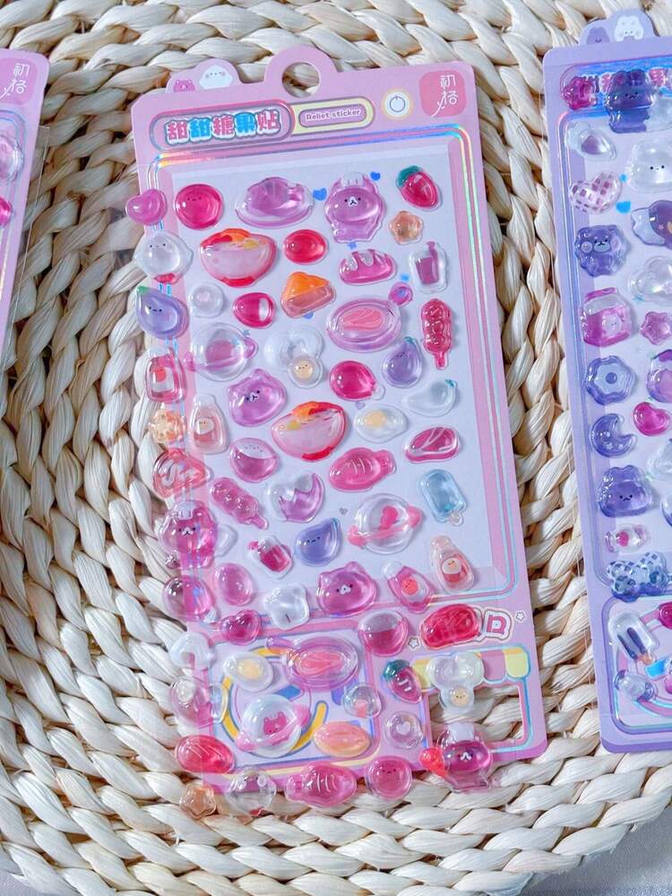 Japanese Style Mini Sweet 3D Embossed Stickers, Collage DIY Planner Stationery, Diary Decoration Cute Stickers, Student Supplies - Multicolor - View 4