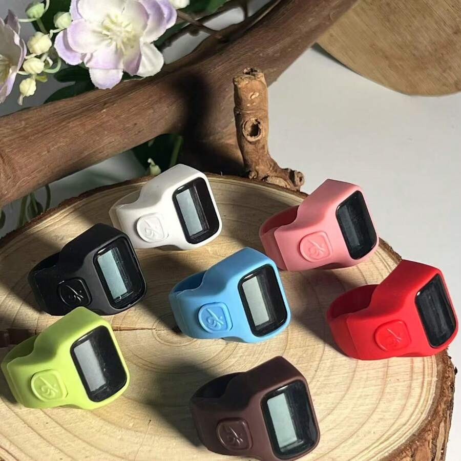Soft Silicone Elastic Finger Ring Electronic Counter, Lightweight Portable One-Click Reset Manual Tally Counter, Macaron Multi-Color Options, Comfortable For Long Wear, Wearable Anti-Loss Portable Design, Universal Counting Tool For Prayer, Handicrafts, Sports And Multiple Scenarios - Multicolor - View 1