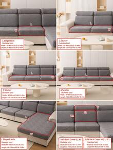 1pc Elastic Sofa Cover, Non-Slip Full Wrap Sofa Seat Cover, All-Season Universal Sofa Cushion Cover, Thickened Fabric Sofa Cover, Machine Washable, Dust-Proof, Dirt-Resistant, Home Decor, Pet-Friendly Protective Cover, Dark Gray Fresh Room Decor, Adjustable Corner Sofa Cover Suitable For Bedroom, Office, Living Room, Combination And L-Shaped Sofa And 1234 Seat Covers - Dark Grey - View 5