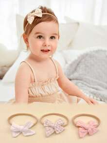 3 piezas/Set Diadema sin costuras con lazo para bebé - Multicolor - Ver 1