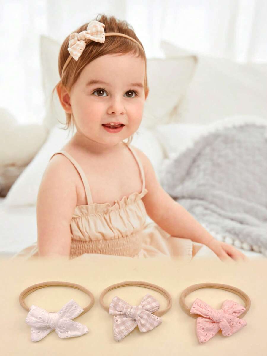3 piezas/Set Diadema sin costuras con lazo para bebé - Multicolor - Ver 1