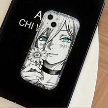 Funda para Teléfono - Funda de Teléfono con Arte Lineal de Resina Anime Adecuada para 17 17E 16E 16 15 14 13 12 11 Pro XR XS X 8 Plus, Cubierta Trasera Suave de TPU - Colores mezclados - Ver 1