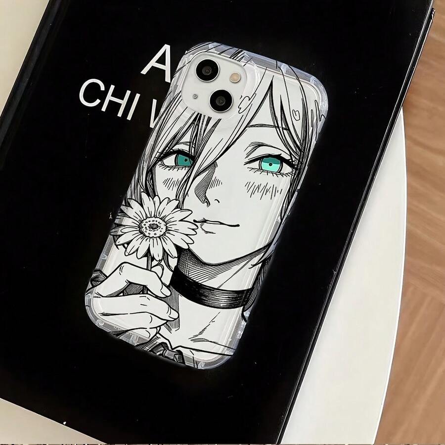 Funda para Teléfono - Funda de Teléfono con Arte Lineal de Resina Anime Adecuada para 17 17E 16E 16 15 14 13 12 11 Pro XR XS X 8 Plus, Cubierta Trasera Suave de TPU - Colores mezclados - Ver 1