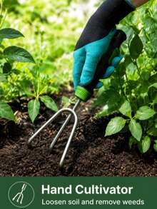 4-Piece Gardening Tool Set With Gloves, Heavy Duty Hand Trowel, Cultivator & Weeder, Ergonomic Non-Slip Handles, Stainless Steel Garden Tools Kit For Digging, Planting And Weeding - A-3pcs + Gloves*1 - View 4