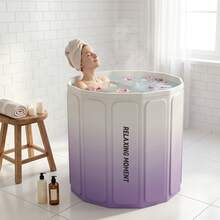 Portable FoldableBath Tub For Adults & Kids, Bracket-Free Easy Installation, Full Body Soaking Bathtub, Home Spa - VIOLET - View 6