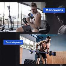 Kit de Mancuernas Ajustables 10kg, Set de Pesas y Mancuernas 6 en 1 para Ejercicio en Casa, Incluye Barra Recta, Pesas Rusas y Accesorios, Ideal para Gym en Casa y Fitness - Azul - Ver 9