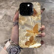 Golden Butterfly Case For IPhone 16 Pro Max, Apple 15 Pro, Premium 14 Pro, Beautiful 17 New Model - 彩銀殼-紫色-金色蝴蝶(superb) - 查看 2