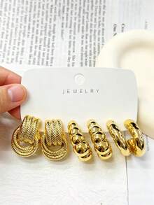 1 Pair - 9 Pairs New Summer Gold Jewelry Earring Set, Featuring Iris, Large Bow, Left And Right Ear Floral Design, Suitable For Women's Daily, Party, Gathering, Vacation Wear. - Yellow Gold - View 3