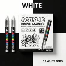1支装 288/240/168/120/72/60/48/36/24/12色丙烯马克笔，液体墨水软头，不透明，防水，可混色，适用于DIY涂鸦绘画艺术用品 - 彩色 - 查看 33