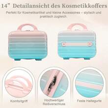 Juego de equipaje de material PC duradero con 2 tamaños (14/20 pulgadas), equipado con ruedas giratorias, cerradura de combinación y bolsa de cosméticos de 14 pulgadas, color rosa - Rosa + PC - Ver 9