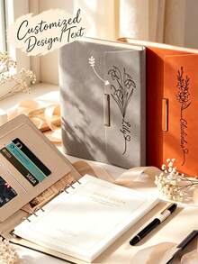 Cuaderno de cuero personalizado con nombre, juego de diario A5 de hojas sueltas personalizado con bolígrafo a juego, regalo de Día del Maestro, graduación, papelería de oficina, útiles escolares - multicolor - Ver 1