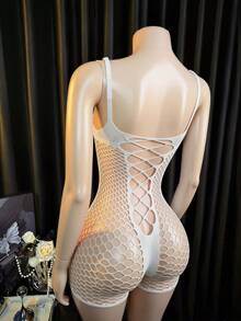 內衣套裝／角色扮演服裝 外罩衫 彈性魚網連身內衣 女款及女孩比基尼 - 白色 - 查看 2