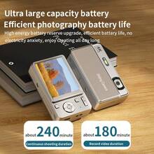 新款 4K Ultra HD 數位相機 64MP 16倍數位變焦 AF 自動對焦隨手拍相機，Type-C 可充電便攜式滑蓋相機，內建閃光燈，適合旅行 Vlogging、兒童與初學者使用（不含記憶卡），內建電池：700mAh - 查看 7