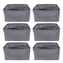 6 Pcs Clothes Storage Box Thickened Fabric Foldable Storage Bin Clothing Container For Closet Wardrobe Khaki 48x28x25cm/18.90x11.02x9.84in - Grey - View 1
