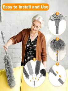 Extendable Microfiber Duster, Extendable Ceiling Fan Duster, Washable Cleaning Tool, No Battery Required, Suitable For Ceiling Fans, High Ceilings, Furniture, Cars, Sofas, Beds And Furniture Bottom Cleaning - Multicolor - View 7