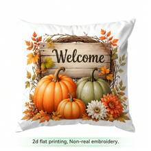 4pcs/1pc Sarung Bantal Motif Bunga Matahari dan Selamat Datang Musim Gugur, Sarung Bantal Cetak Satu Sisi, Cocok untuk Dekorasi Rumah Ruang Tamu dan Kamar Tidur, Sarung Bantal Sepanjang Musim - MultiWarna - View 16
