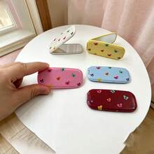 1 pieza Soporte de teléfono con espejo de cuero sintético, espejo de maquillaje adhesivo plegable, pegatina trasera de espejo, uso dual horizontal & vertical, soporte portátil de escritorio - Mariposas multicolores - Ver 2