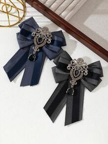 1pc Elegant Design, Glamorous Accessories, College Badge, Bow Decor, Sparkling Rhinestone Brooch, Charming Jewelry Brooch, Date Night Gift, Suitable For Daily Wear - classic - View 7