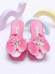 1 Pasang Sandal Jepit Anak Gaya Bohemian Motif Bunga Merah Muda, Cocok Untuk Musim Panas, Pernikahan, Pemakaian Sehari-hari, Pesta, dan Acara Lainnya, Nyaman Sepanjang Hari (Ukuran Lebih Kecil, Silakan Pilih Ukuran yang Sesuai Berdasarkan Panjang Bagian Dalam) - Berwarna merah muda - View 2