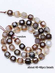 Natural Stone Colorful Faceted Square Beads, Faceted Square Loose Spaced Beads For Jewelry Making Diy Unique Bracelets, Necklaces, Earrings Crafts - Multicolor - View 34