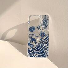 Funda para Teléfono - Yusha.Una Funda Azul con Diseño Floral de Animales, Compatible con iPhone 17/16/15/14/13/12/11/XS/XR/X/7/8 Plus/Pro/Max/Mini - Una Funda Protectora Completa Personalizada con un Diseño Creativo, Elegante y Minimalista, Adecuada Tanto para Hombres Como para Mujeres - Estilo 1 - Ver 4