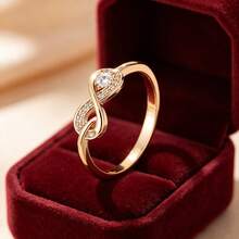 1pc Minimalist Digital 8-Shaped Design Cubic Zirconia Inlaid Women's Ring - Multicolor - View 1