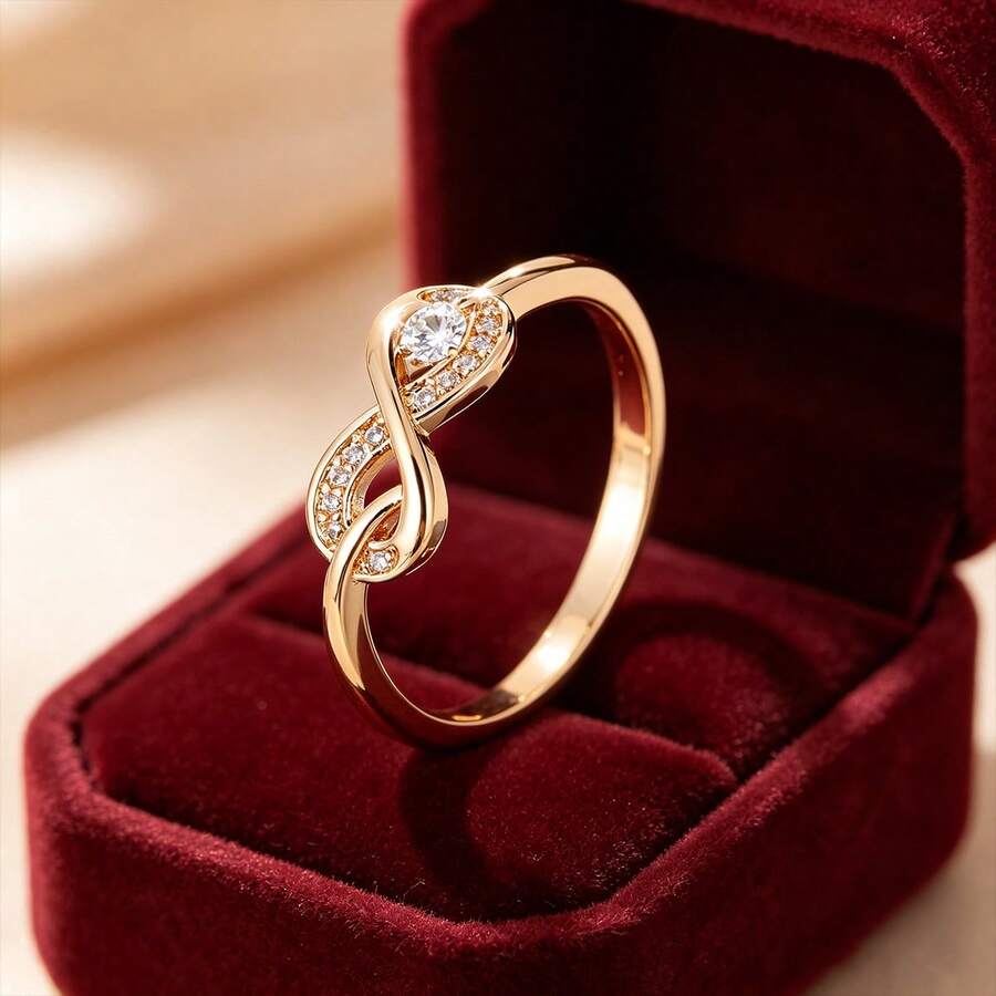 1pc Minimalist Digital 8-Shaped Design Cubic Zirconia Inlaid Women's Ring - Multicolor - View 1