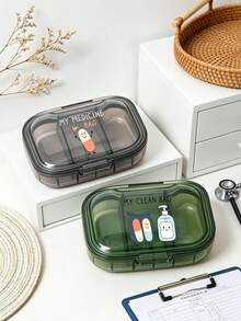 Portable Pill Box With Capsule, Mask, And Hand Sanitizer Patterns, Home And Travel Mini Pill Organizer, Waterproof And Moisture-Proof, Portable Jewelry Box, Travel Pill Box With Large Compartments, Weekly Medication Planner, Daily Medication And Vitamin Storage, Essential For Doctors And Nurses, Emergency Needs, Travel, Hiking, Emergency Rescue, Perfect Gift For Father's Day, Back To School, And Teacher's Day - Multicolor - View 8